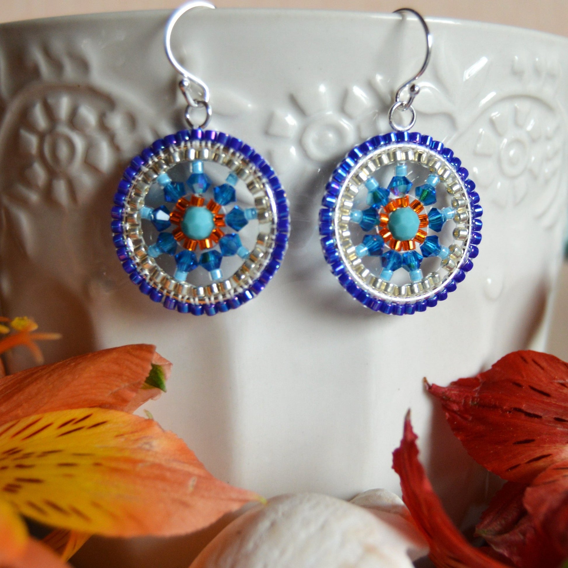 Woven Czech glass earrings.